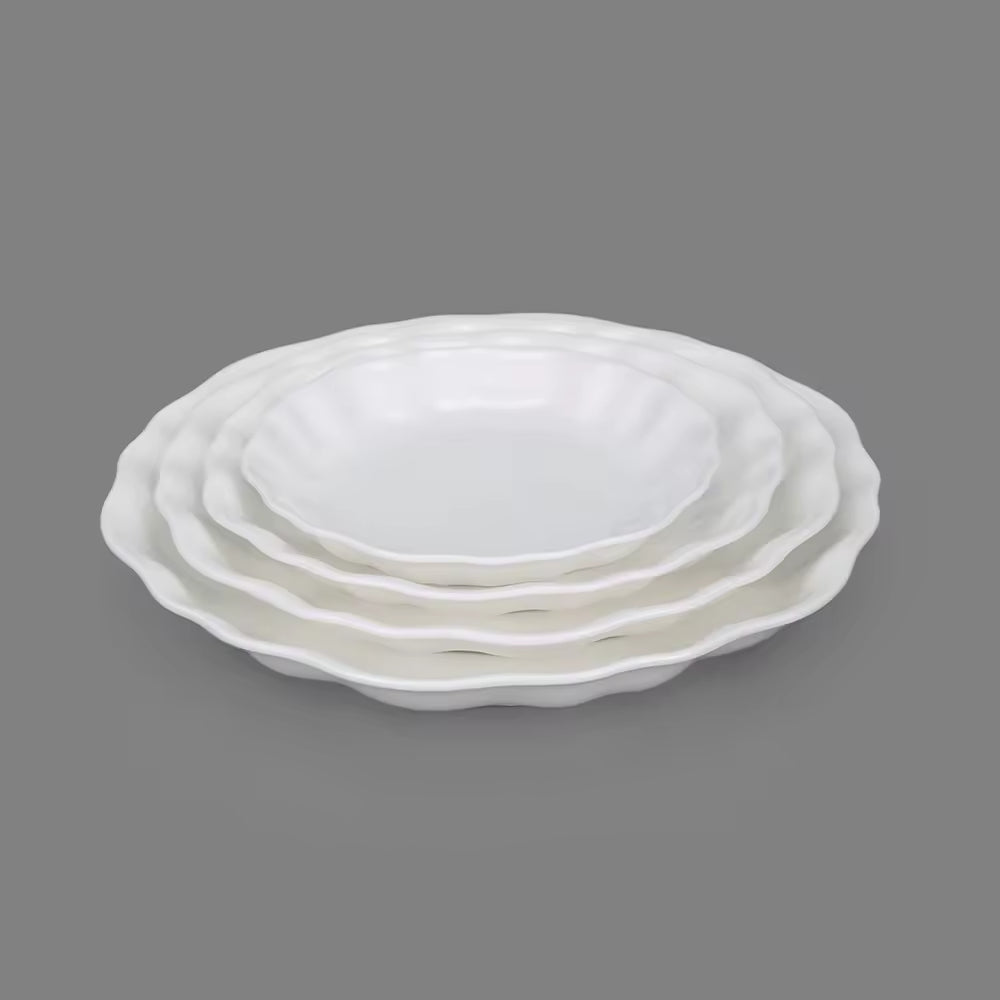 Yurtrain Charger Wedding Luxury Irregular Custom Bone China Porcelain White Serving Salad Dinner Plate & Dishes Set for Catering