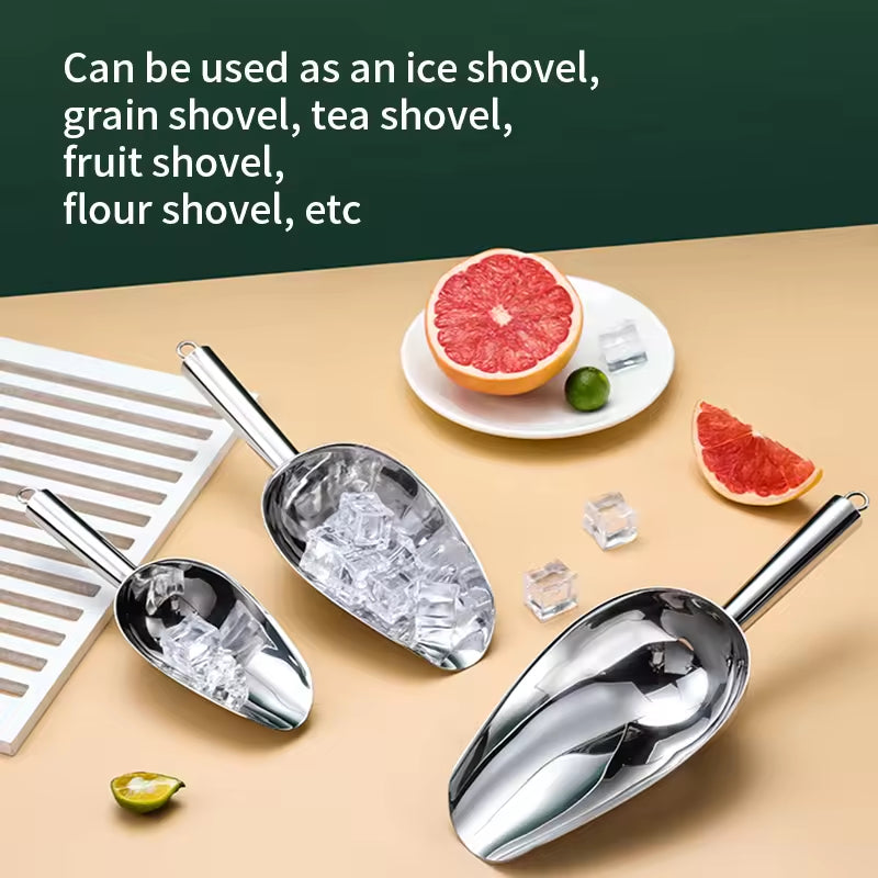 Yurtrain Bar Accessories Ice Cube Scoop Metal Ice Bucket Shovel Stainless Steel Perforated Scoop With Contoured Handle