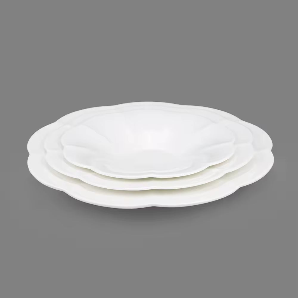 Yurtrain Fine Bone China White Dinner Sets Luxury Hotel Collection Dinnerware Plates and Bowls Tableware Set Wedding Dishware