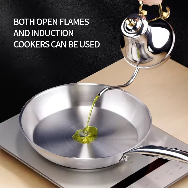 Yurtrain Luxury PFAS Free Ceramic Stainless Steel Frying Pan Double Etching Skillet Nonstick Cooking Pans