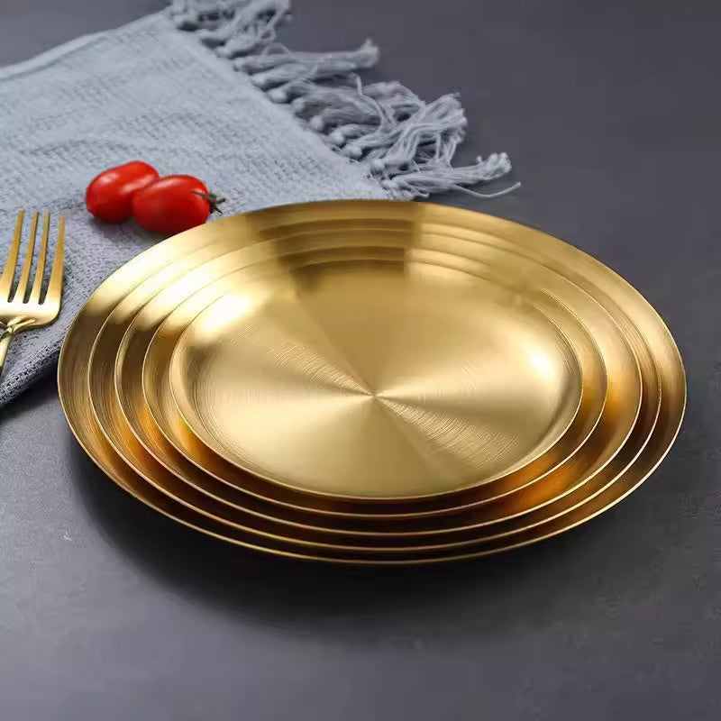 Yurtrain Hot Sale Modern Stainless Steel Oval Tray Gold Thickened Fish Plate Originally Manufactured for Dessert Dishes & Plates
