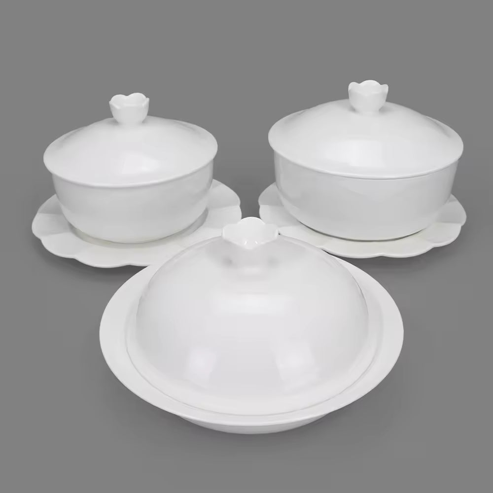 Yurtrain Large Pure White Bone China Soup Bowl With Lid Personalized Household Bowl Palace Basin Soup Bowl