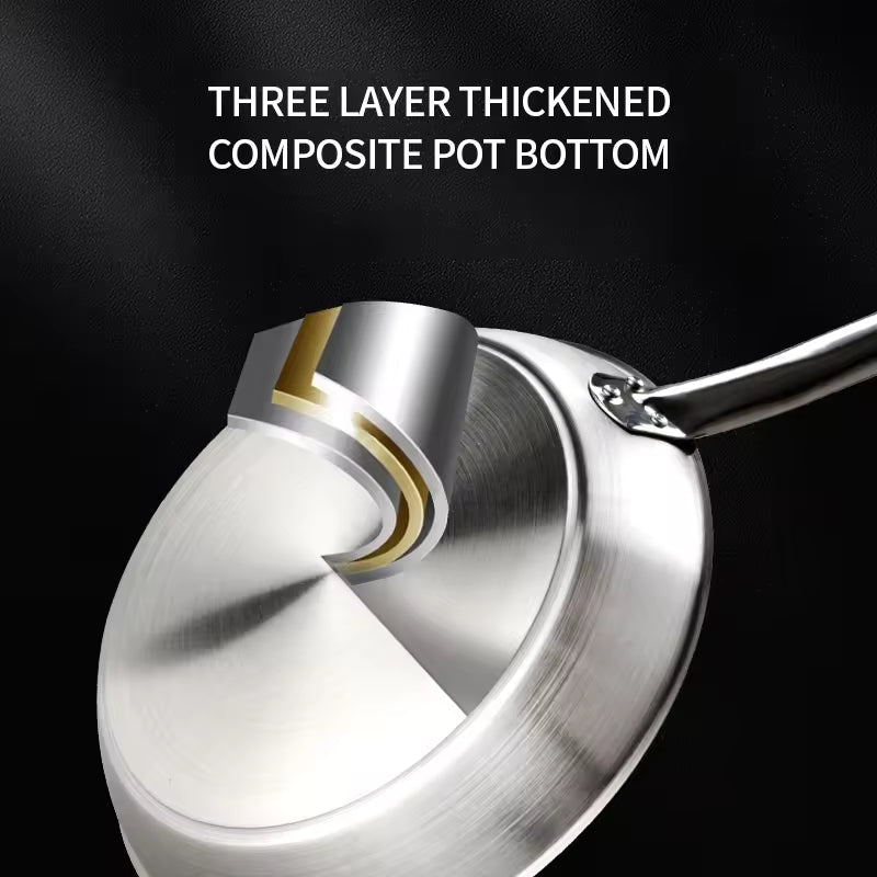 Yurtrain Luxury PFAS Free Ceramic Stainless Steel Frying Pan Double Etching Skillet Nonstick Cooking Pans
