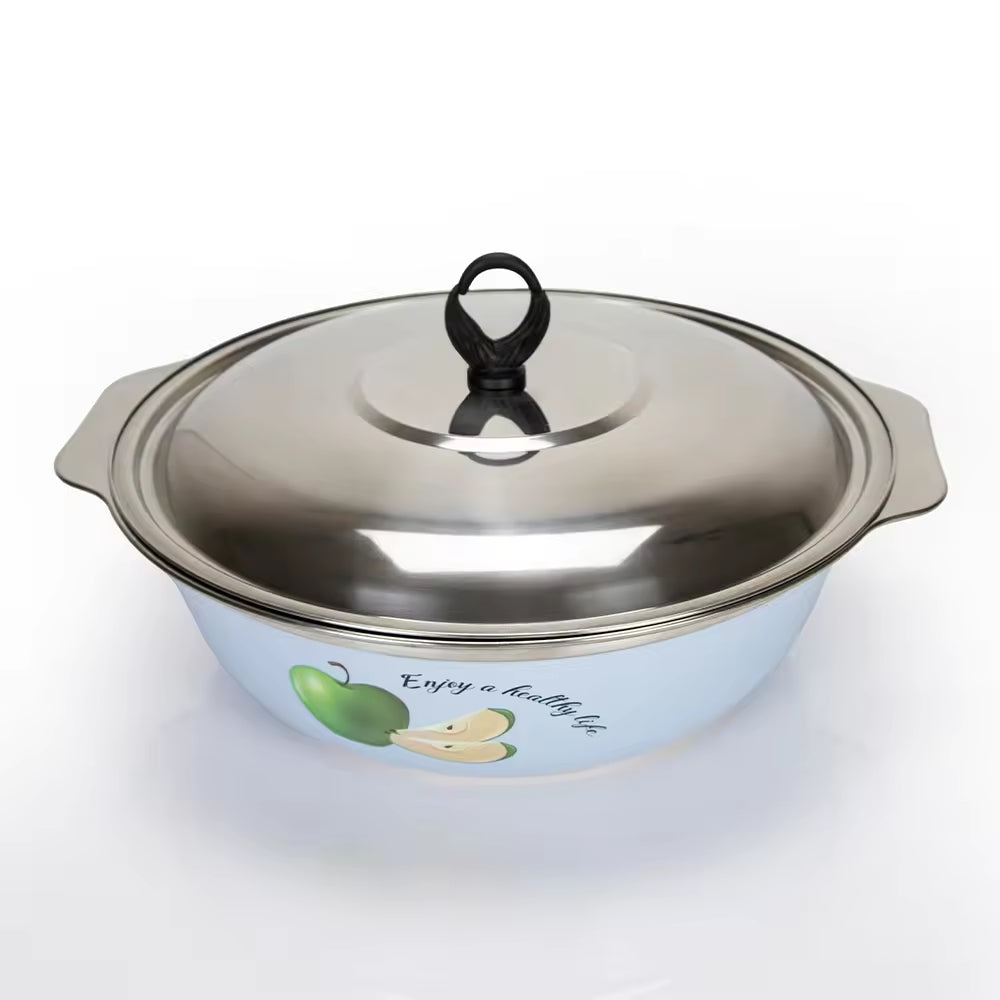 Yurtrain High Quality Cartoon Pattern Stainless Steel Round Soup Bowl Reusable Vegetable Food Wash Basin Soup Bowls Set