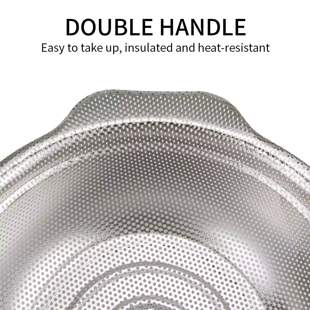 Yurtrain Stainless Steel Perforated Rice Washing Sieve Drain Basin Household Washing Machine Rice Washing Basin Colander