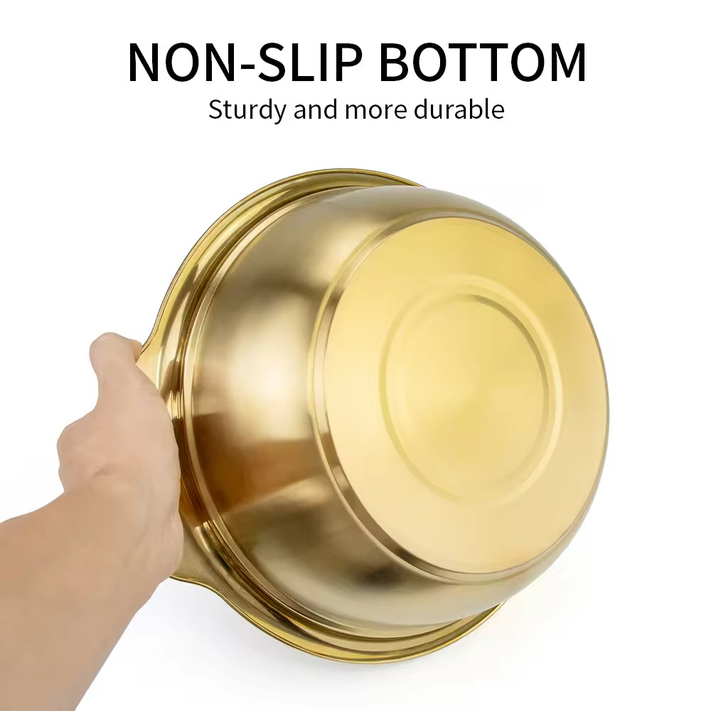 Yurtrain Stainless Steel Gold Thickened Seasoning Basin Set Wholesale Food Storage Mixing Kitchen Multi-Purpose Basin