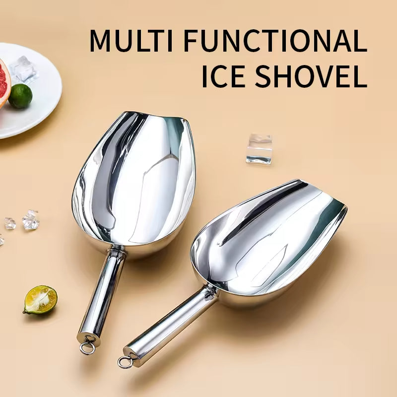 Yurtrain Bar Accessories Ice Cube Scoop Metal Ice Bucket Shovel Stainless Steel Perforated Scoop With Contoured Handle