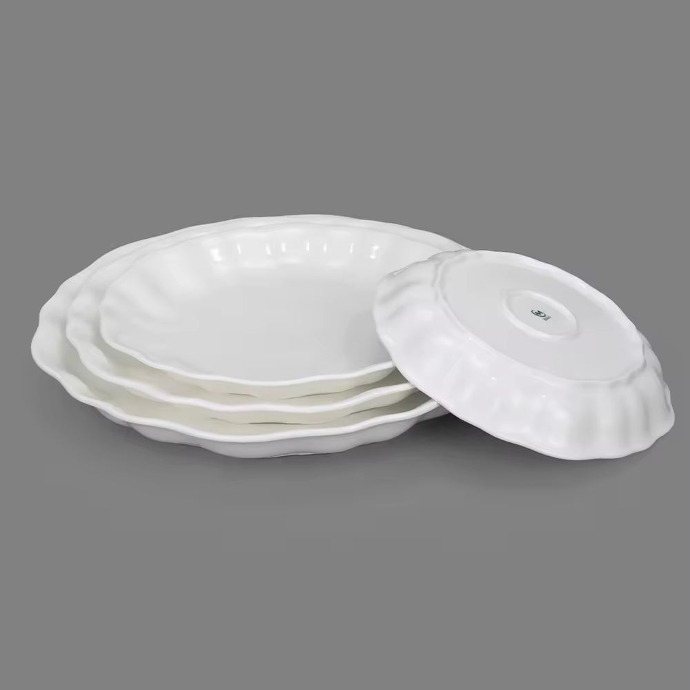 Yurtrain Charger Wedding Luxury Irregular Custom Bone China Porcelain White Serving Salad Dinner Plate & Dishes Set for Catering