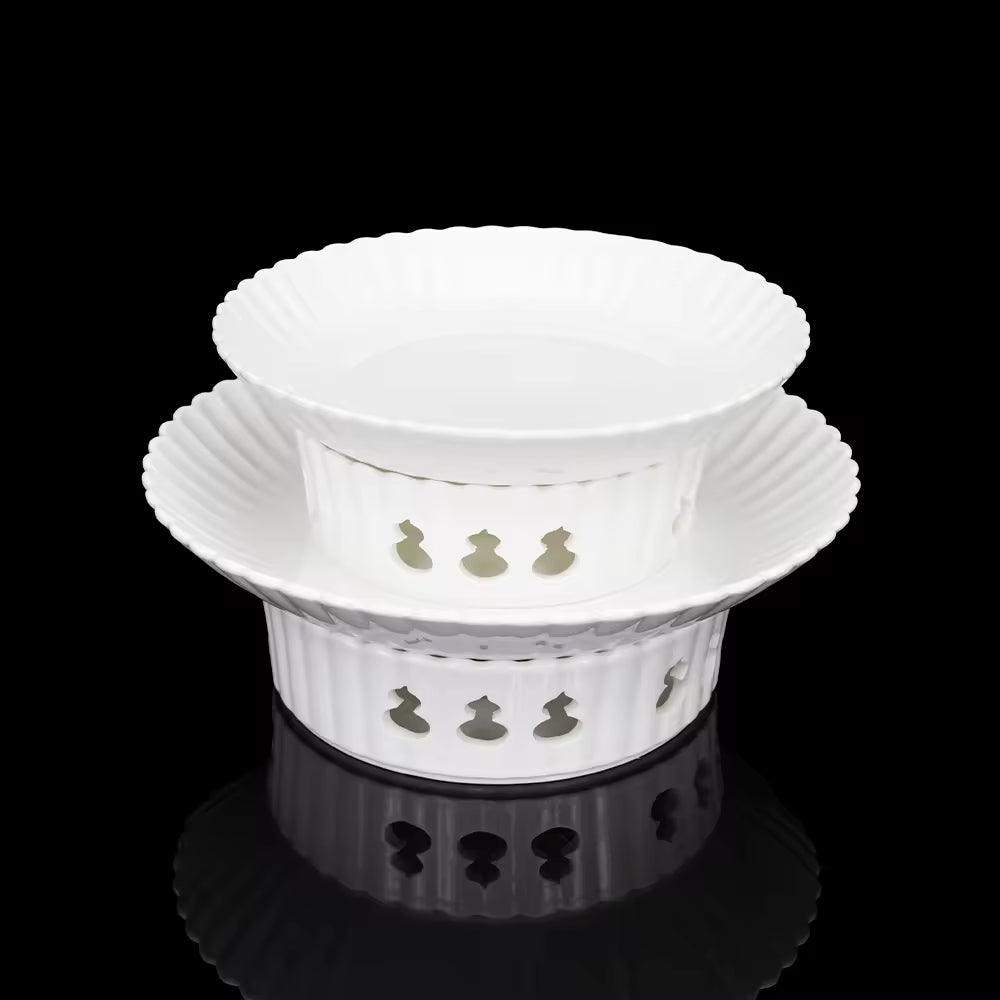 Yurtrain Nordic White Crockery Irregular Edge Stew Porcelain Deep Dinner Plate Noodle Rice Ceramic Soup Pots for Hotel