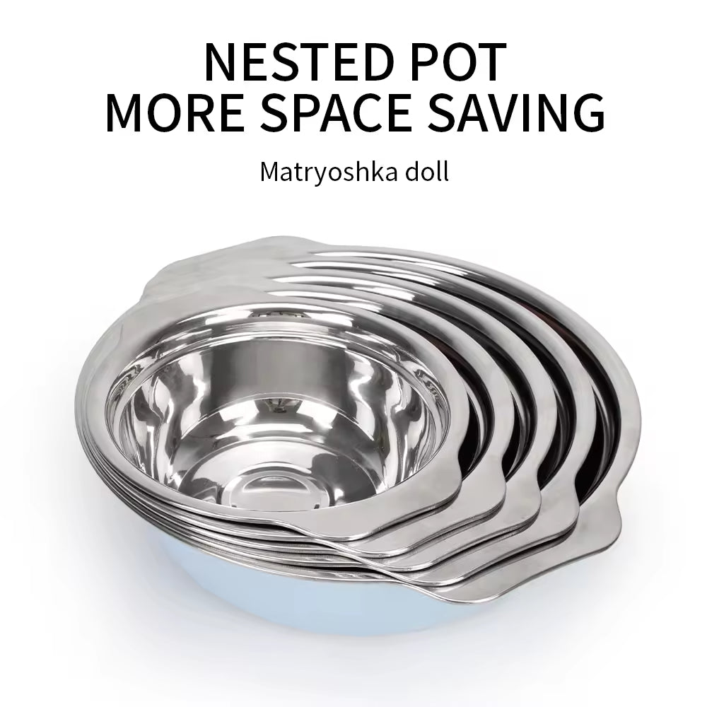 Yurtrain Colorful Quality Stainless Steel Mixing Bowl Metal Basin Heavy Duty Metal Salad Bowl for Serving, Mixing Cooking