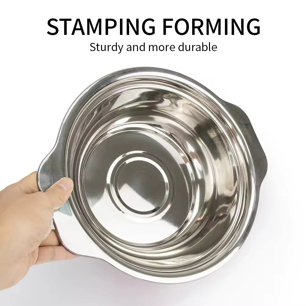Yurtrain Stainless Steel Salad Household Use Baking Eggs Vegetable Mixing Kitchen Vegetable Washing Bowl Durable Metal