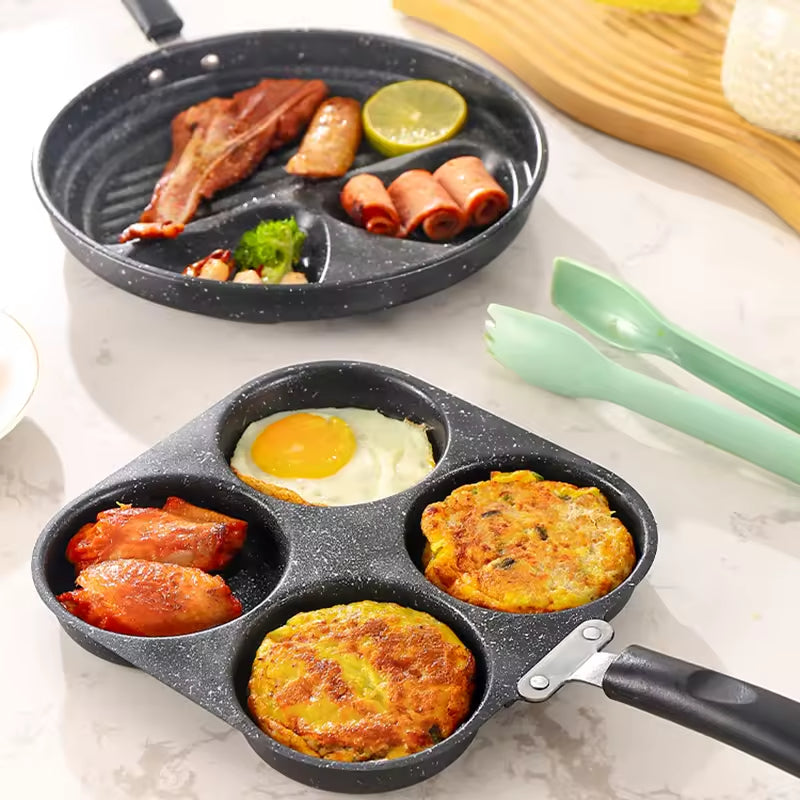 Yurtrain Aluminum Multi Hole Egg Frying Pan Pancake Pot Thickened Omelet Steak Cooking Egg Ham Dual Purpose Cookware Pan