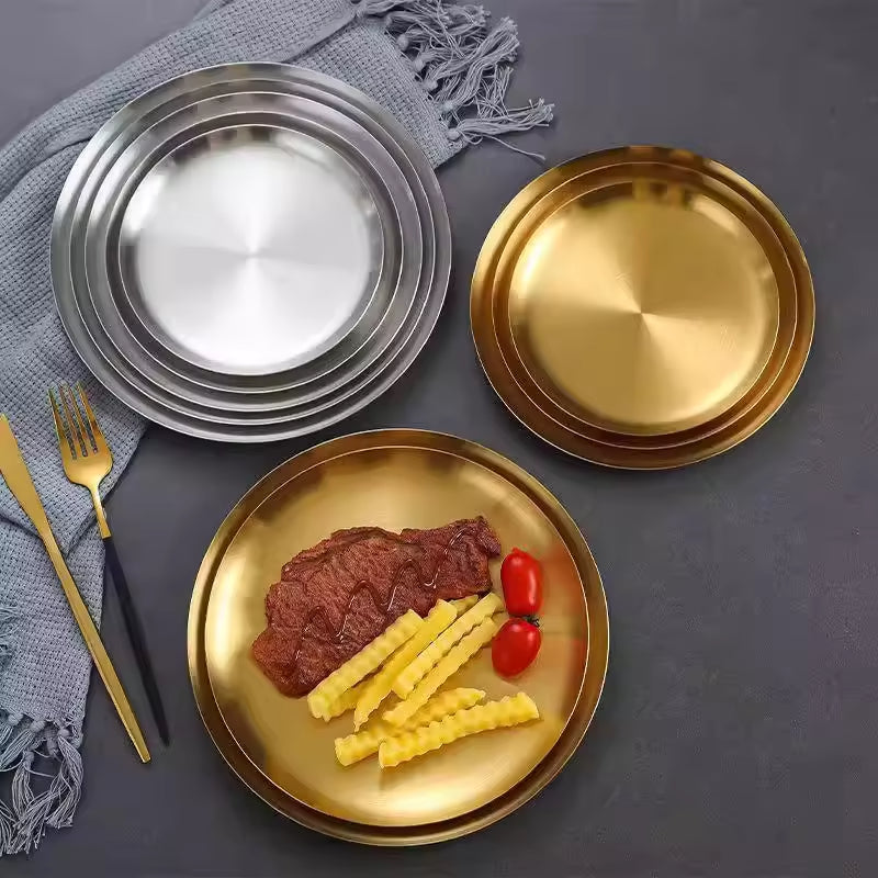 Yurtrain Hot Sale Modern Stainless Steel Oval Tray Gold Thickened Fish Plate Originally Manufactured for Dessert Dishes & Plates