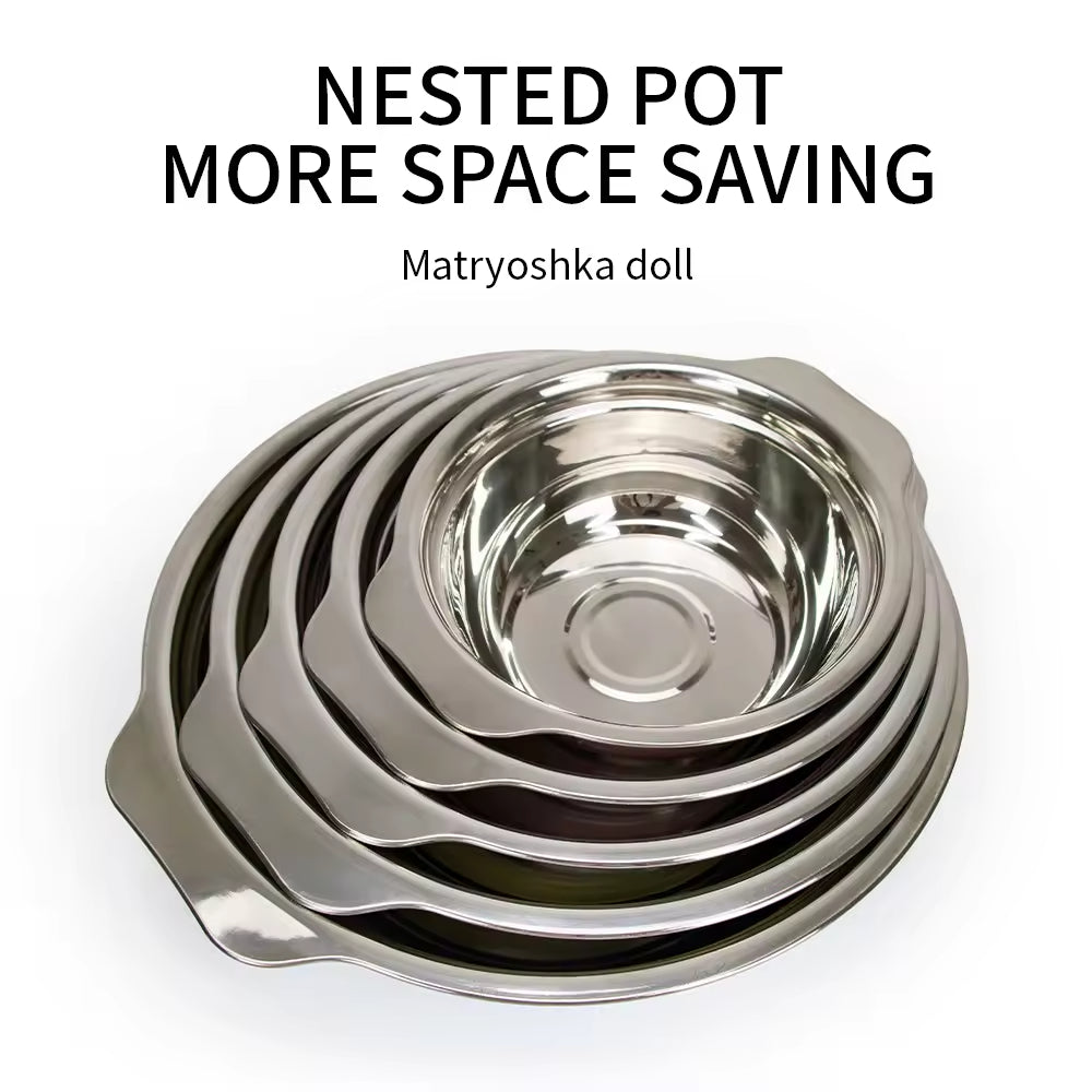 Yurtrain Stainless Steel Salad Household Use Baking Eggs Vegetable Mixing Kitchen Vegetable Washing Bowl Durable Metal