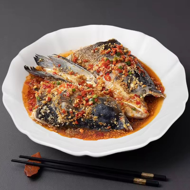 Yurtrain Embossed Large New Good-Looking Irregular Western Porcelain Plate Commercial Chicken Special Tray Shallow Plate