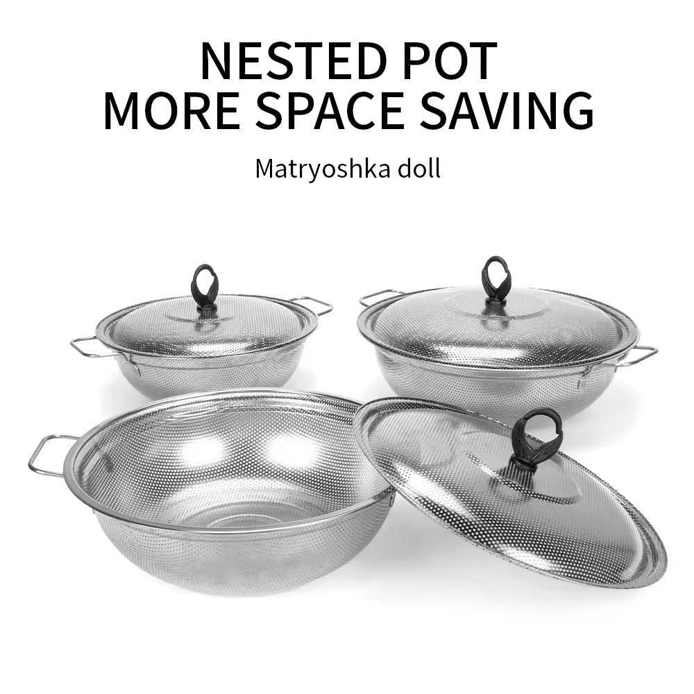 Yurtrain Stainless Steel Sink Strainer Basket Colander Drain Strainer With Double Handle for Washing Rice Vegetables and Fruit
