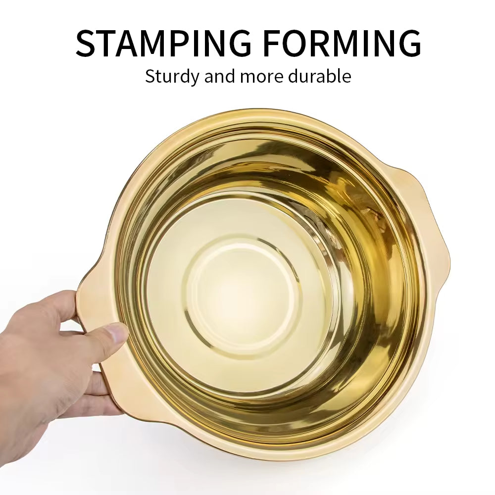 Yurtrain Stainless Steel Gold Thickened Seasoning Basin Set Wholesale Food Storage Mixing Kitchen Multi-Purpose Basin