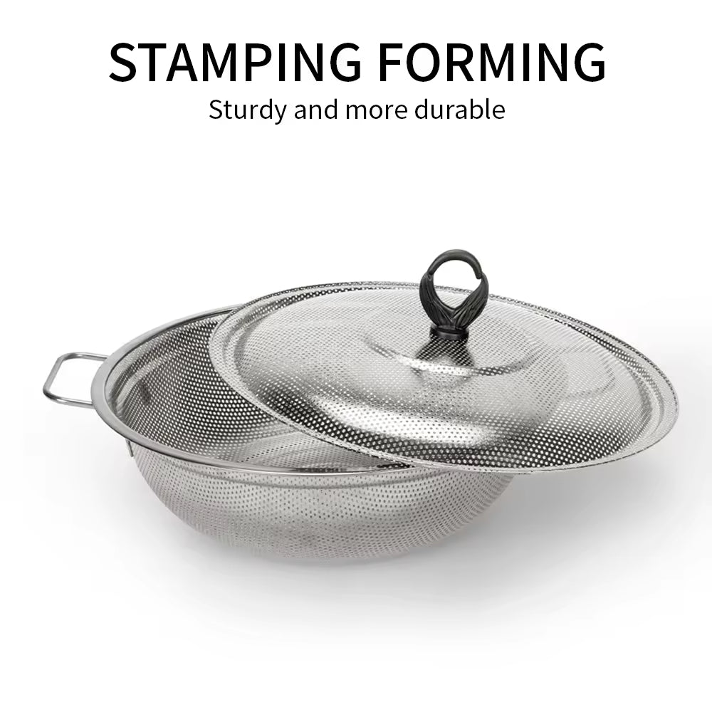 Yurtrain Stainless Steel Sink Strainer Basket Colander Drain Strainer With Double Handle for Washing Rice Vegetables and Fruit