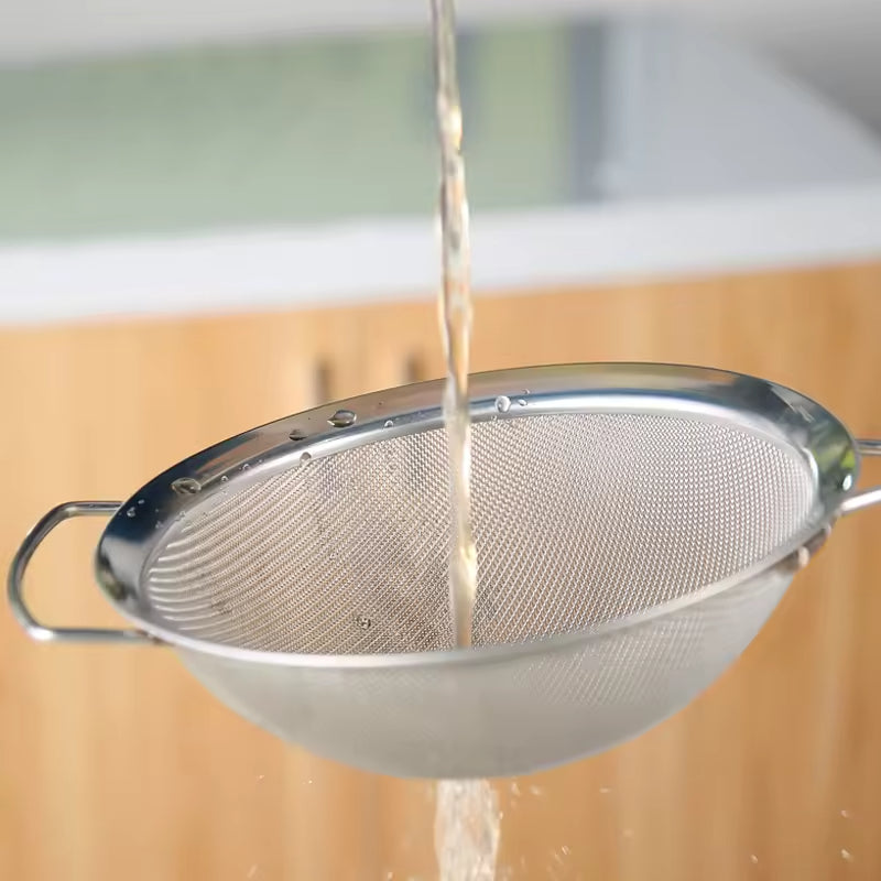 Yurtrain Stainless Steel Wire Fine Mesh Strainer Flour Sifter Filter Screen Oil Skimmer Milk Water Sieve Plastic Handle Food