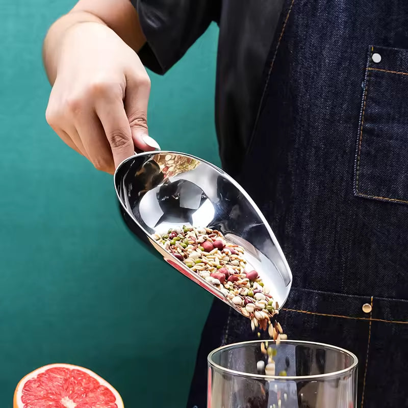 Yurtrain Bar Accessories Ice Cube Scoop Metal Ice Bucket Shovel Stainless Steel Perforated Scoop With Contoured Handle