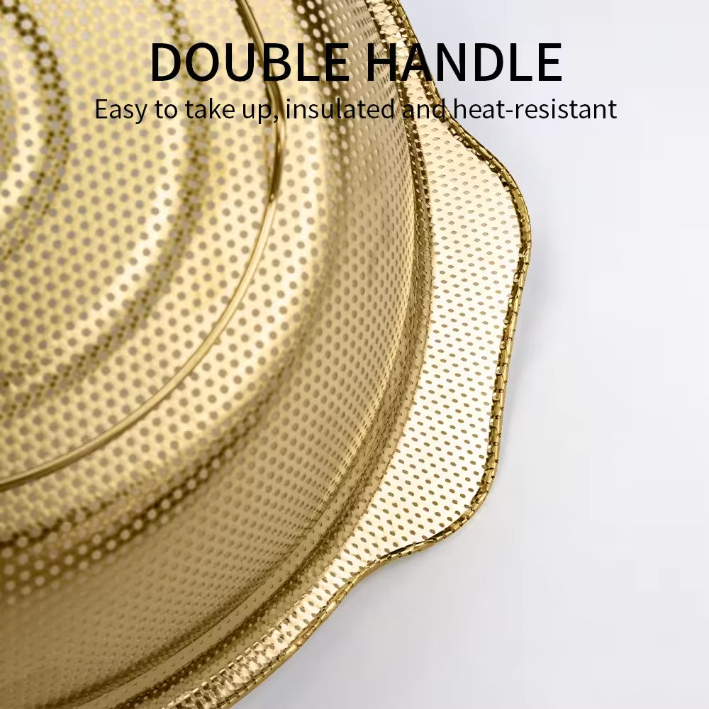 Yurtrain Stainless Steel Kitchen Supplies Hotel & Restaurant Tableware Sets Gold Fruit Vegetable Colanders Bowl Strainers