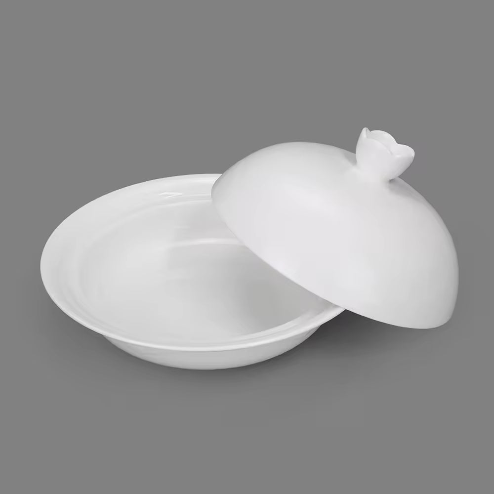 Yurtrain Large Pure White Bone China Soup Bowl With Lid Personalized Household Bowl Palace Basin Soup Bowl