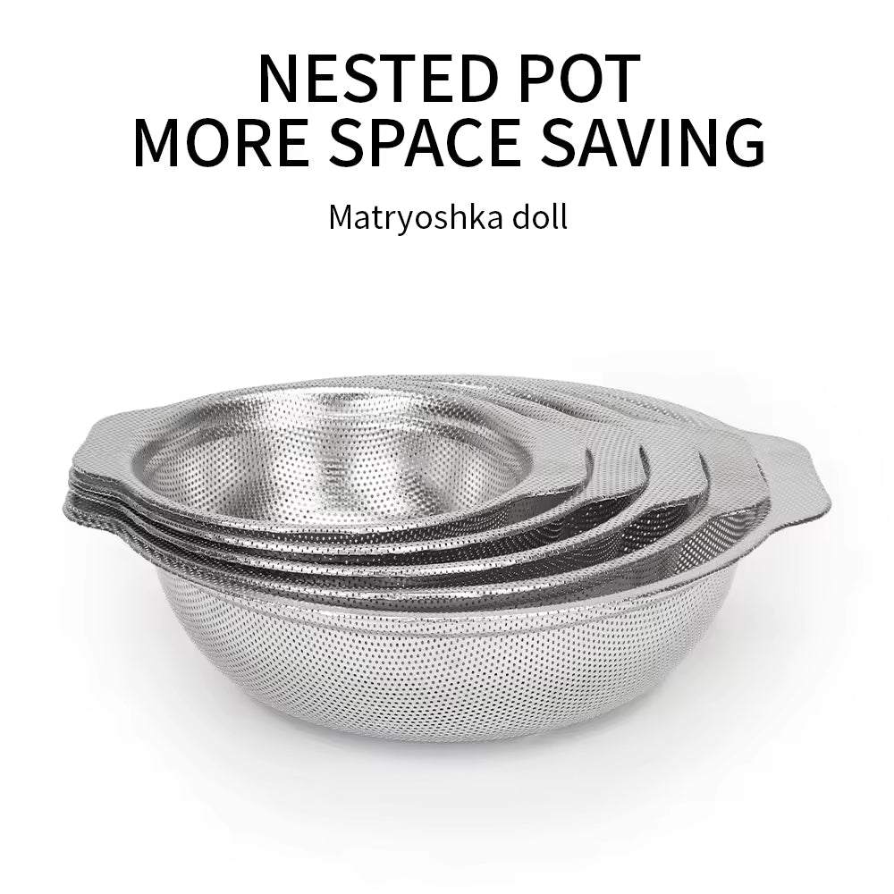Yurtrain Stainless Steel Perforated Rice Washing Sieve Drain Basin Household Washing Machine Rice Washing Basin Colander