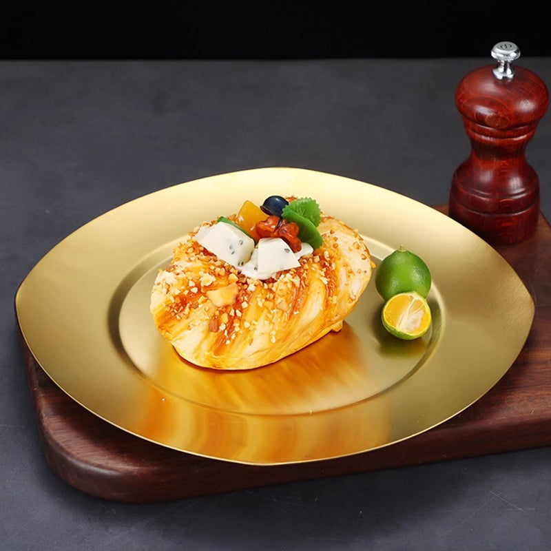 Yurtrain Wholesale Retro Barbecue Dinner Plate 304 Stainless Steel Tableware for Korean Restaurant Dishware