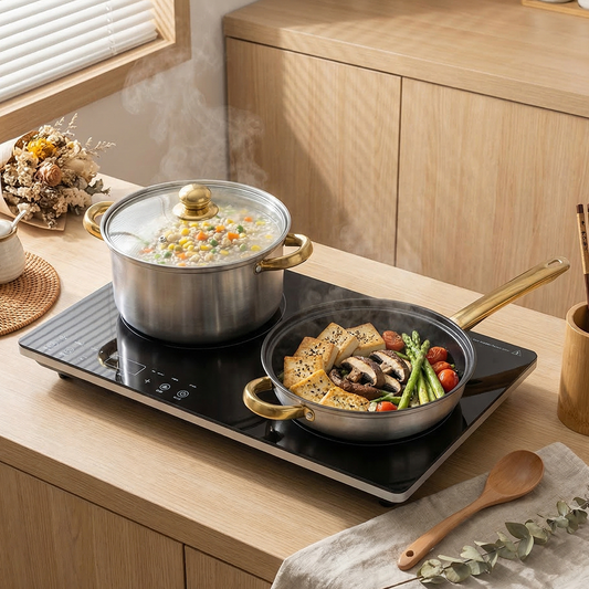 12 Pcs 410 Stainless Steel Kitchen Ware Non Stick Induction Hot Pot and Pan Luxury Camping Cooking Utensils Cookware Sets