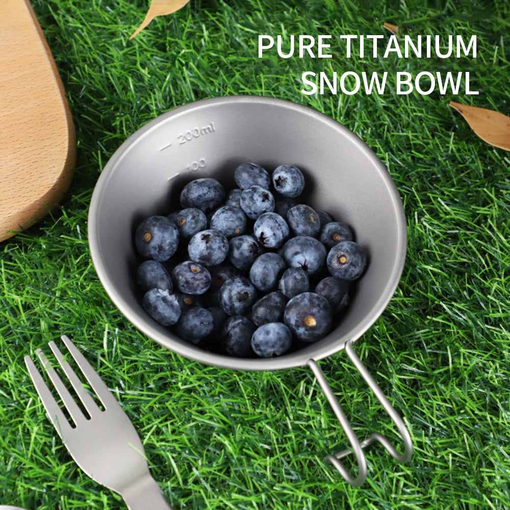 Yurtrain Camping Titanium Sierra Bowl Ultralight Titanium Camping Bowls for Outdoor 260ml with Fix Handle Camping Pot