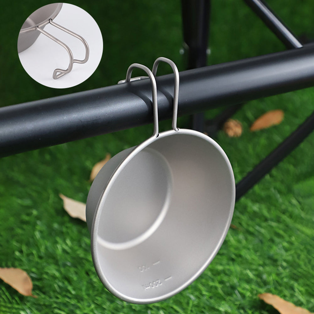 Yurtrain Camping Titanium Sierra Bowl Ultralight Titanium Camping Bowls for Outdoor 260ml with Fix Handle Camping Pot