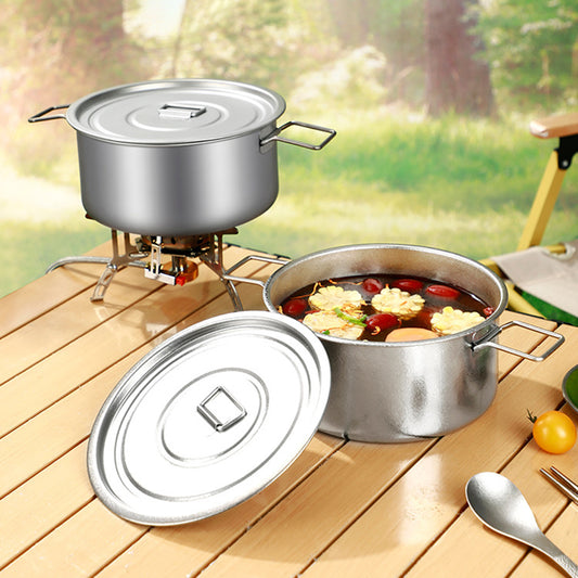 Yurtrian Lightweight Titanium Mess Kit for Hiking and Camping Cookware Set with Folding Handle Including Pot