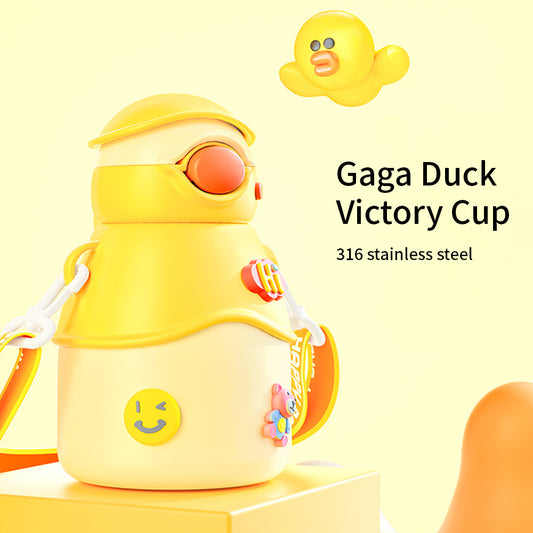 Yurtrain Cute Duck  500ml Insulation Vacuum Flasks Cup 316 Stainless Steel Candy Color Water Bottle for Kids