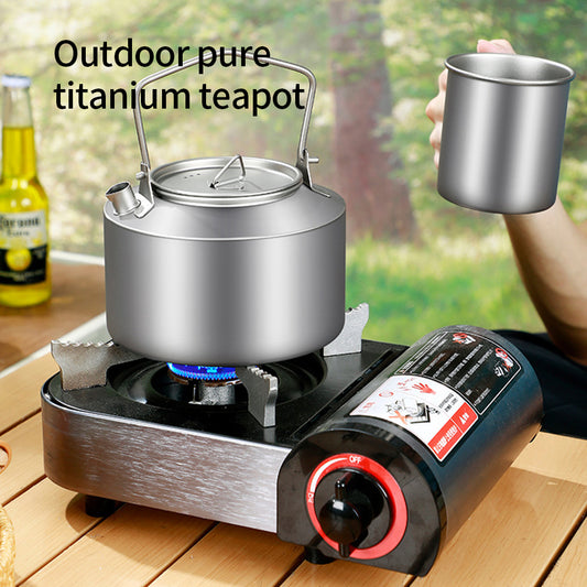 Outdoor Titanium Kettle with Folding Handle & Filter Coffee Pot for Boiling Water Coffee Tea Ultralight Teapot Outdoor Camping