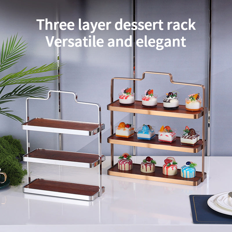 Stainless Steel Reusable Modern Double Layer Circle Handmade Wedding Cake Stand Buffet Riser Display for Restaurant and Dessert