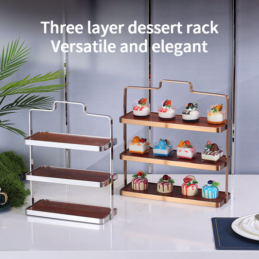 Stainless Steel Reusable Modern Double Layer Circle Handmade Wedding Cake Stand Buffet Riser Display for Restaurant and Dessert