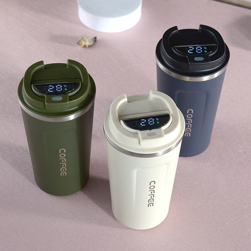 Yurtrain 304 Stainless Steel Vacuum Car Portable Coffee Insulated Cup Tumbler with LED Intelligent Temperature Measurement