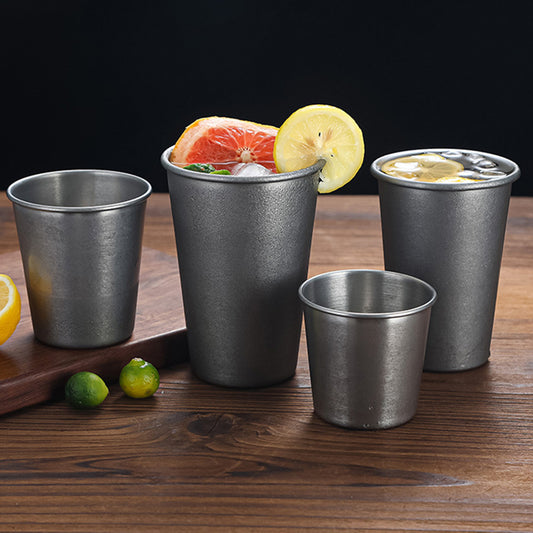 Yurtrian Custom Logo Retro Matte Silver 304 Stainless Steel Dishwasher Safe Industrial Style Restaurant Beer Stein Camping