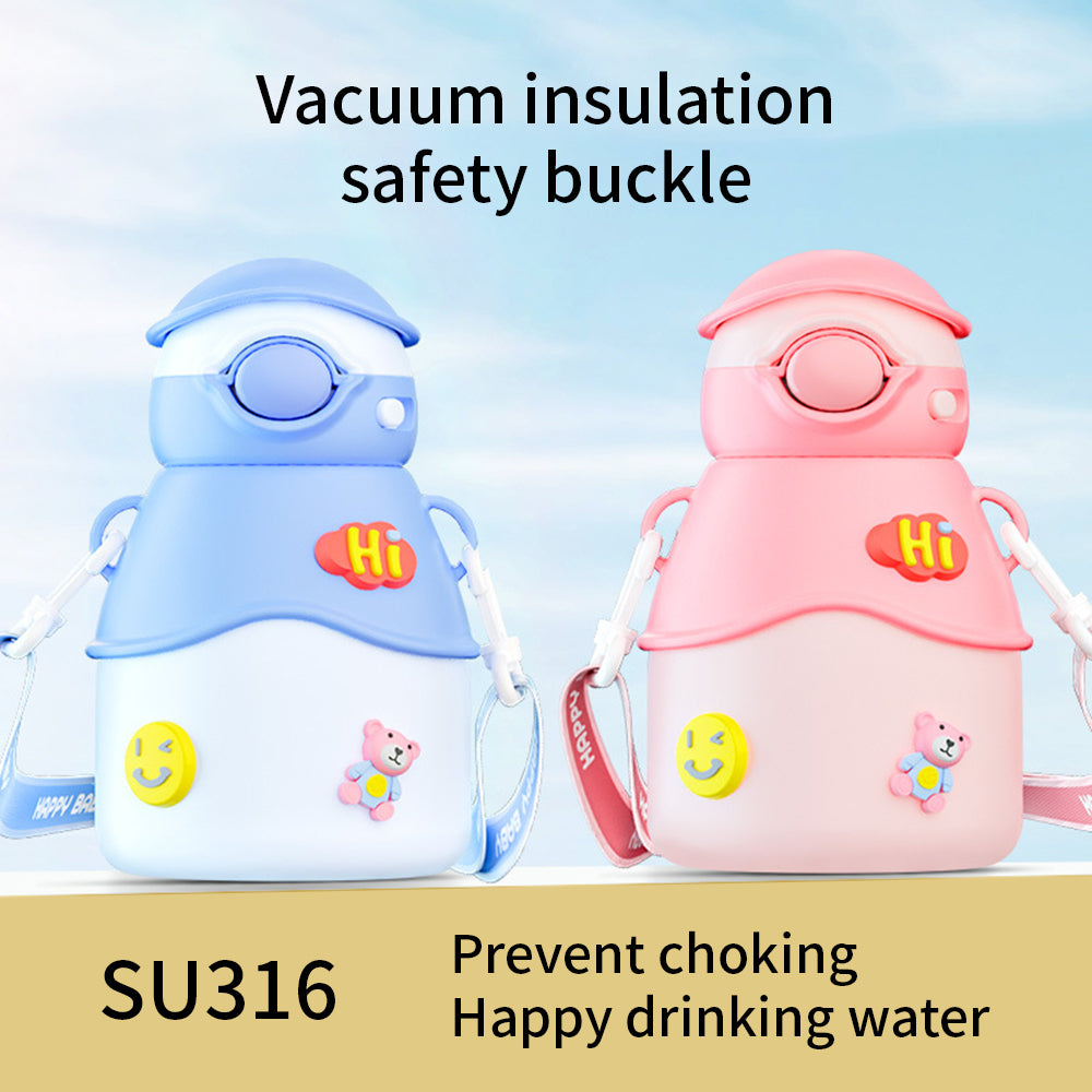 Yurtrain Cute Duck  500ml Insulation Vacuum Flasks Cup 316 Stainless Steel Candy Color Water Bottle for Kids