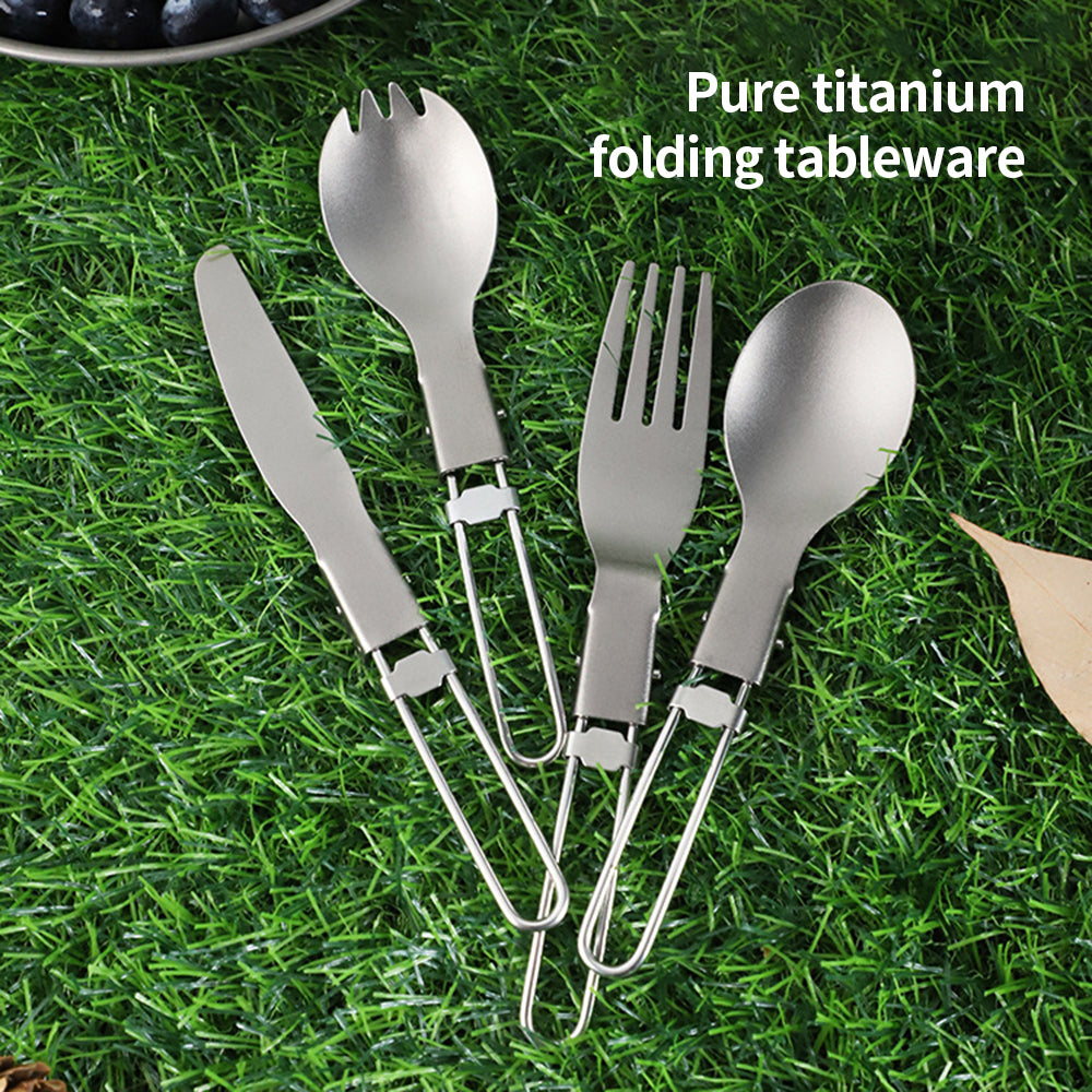 Titanium Spoon Fork Knife Cutlery Sets Portable Tableware for Outdoor Camping Equipment Camping Cutlery Set