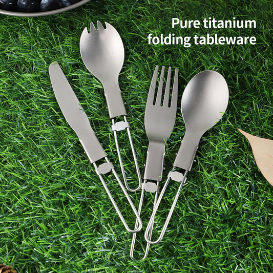 Titanium Spoon Fork Knife Cutlery Sets Portable Tableware for Outdoor Camping Equipment Camping Cutlery Set