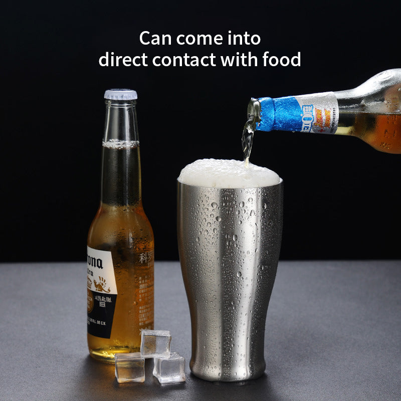 Yurtrain Stainless Steel Double Walled Thermal Beer Stein Curved Keep Cold Party Travel Stackable Coffee Cup