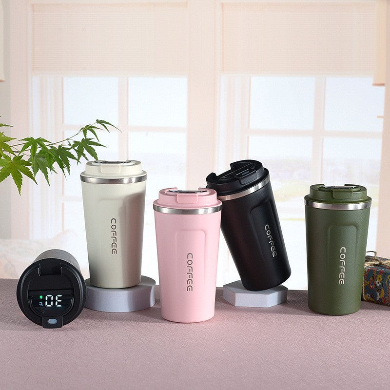 Yurtrain 304 Stainless Steel Vacuum Car Portable Coffee Insulated Cup Tumbler with LED Intelligent Temperature Measurement