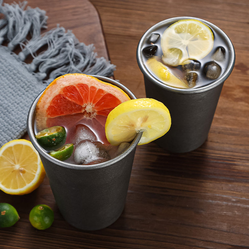 Yurtrian Custom Logo Retro Matte Silver 304 Stainless Steel Dishwasher Safe Industrial Style Restaurant Beer Stein Camping