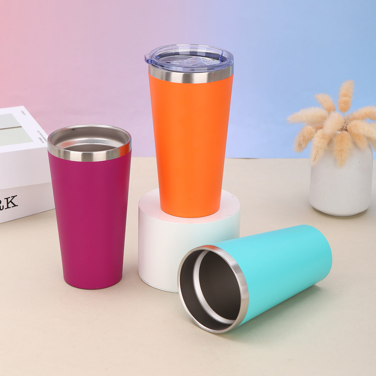 Yurtrain Custom 16oz Double Wall Vacuum Thermal Tea Tumbler Stainless Steel Insulated Travel Coffee Cup Mug