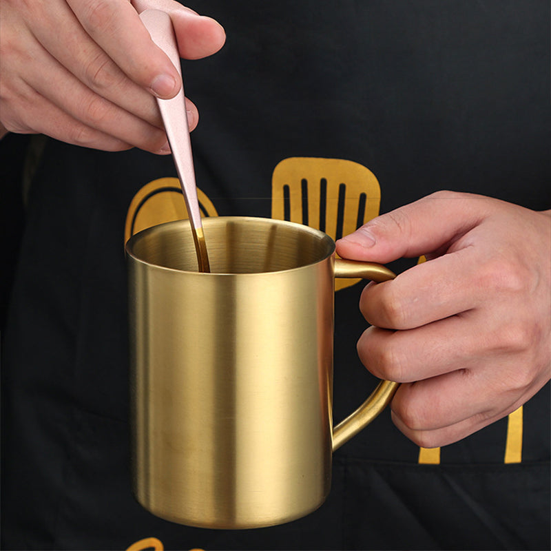 Yurtrian Stainless Steel Coffee Beer Milk Mug Heat Insulated Tea Cups Double Layered Thick Handle Drinkware Party Portable