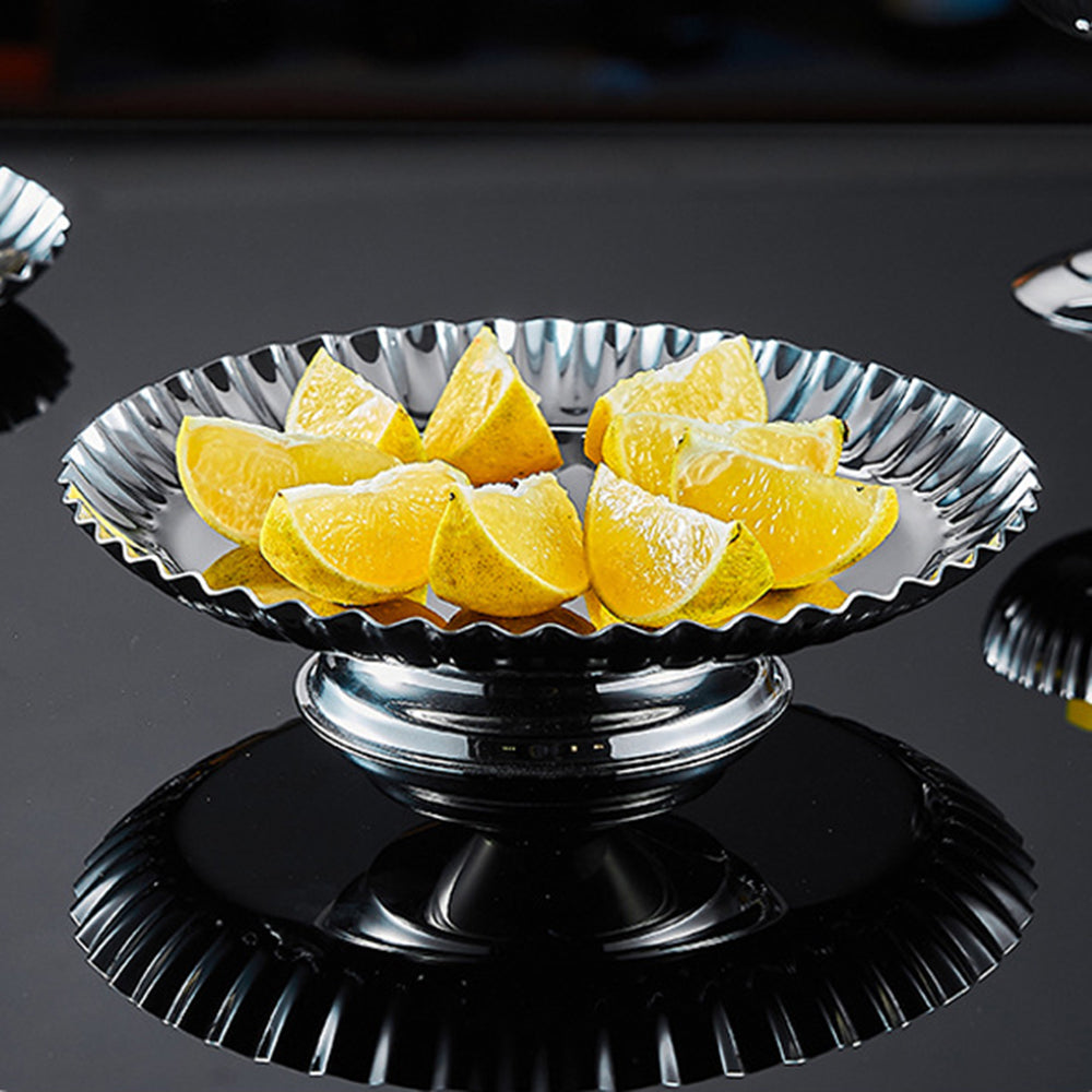 Yurtrain Korean Style Frost Oval Shape Stainless Steel Outdoor Tea Table Dried Fruit Plate Ornaments Creative Snack Bowl Fruits