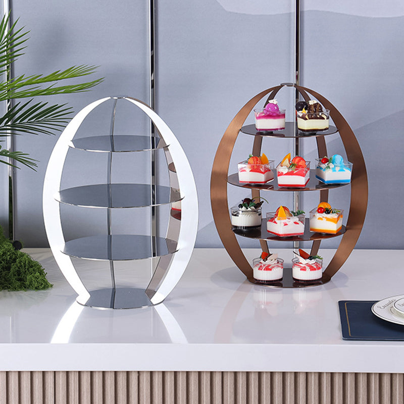 Stainless Steel Reusable Modern Double Layer Circle Handmade Wedding Cake Stand Buffet Riser Display for Restaurant and Dessert
