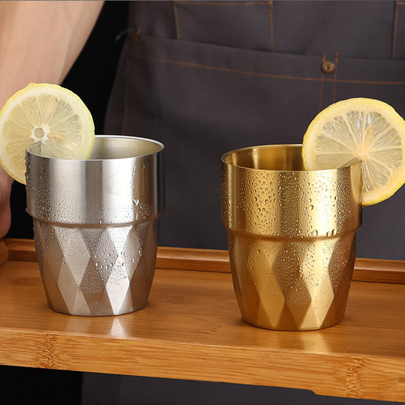 Yurtrain Diamond Hammered Double Wall Stainless Steel Coffee Tea Tumbler Cup Europe Style Party Camping Travel Mug