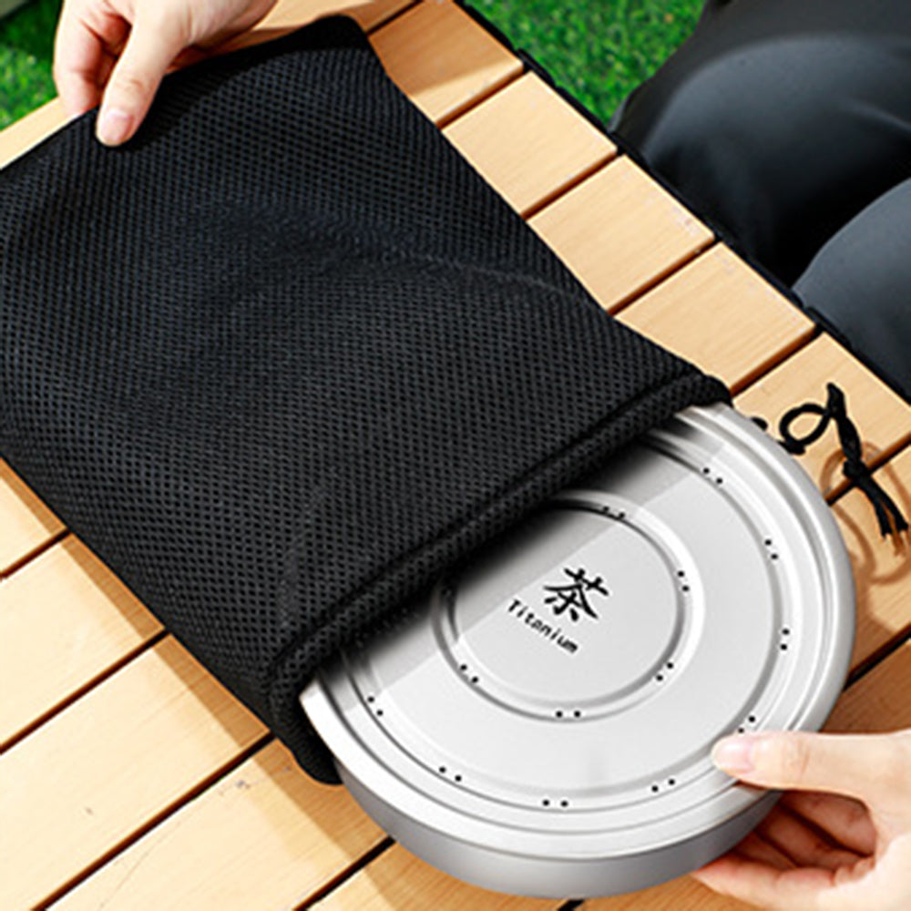 Portable Lightweight Travel Tea Set with Storage Bag Built-In Strainer Titanium Tea Cups Teapot Outdoor Camping Hiking Tableware